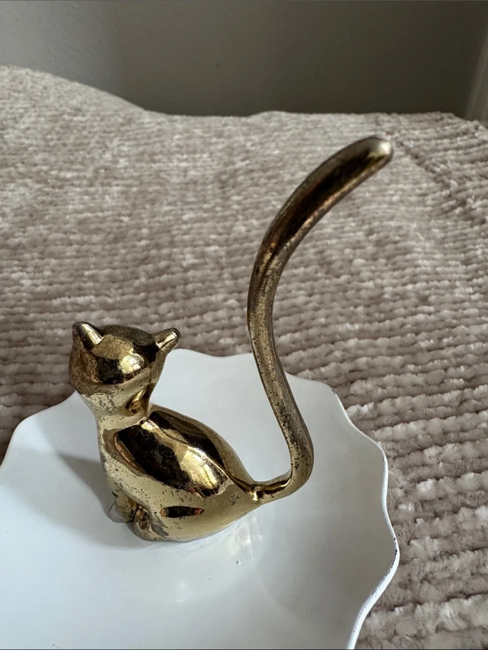 Ring Holder White And Gold Cat Ring Holder Trinket Dish